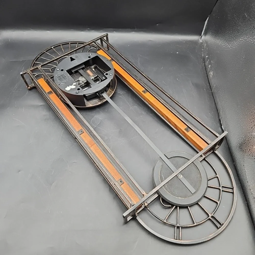 Vintage Howard Miller Devahn Wall Clock Metal Wood Tested Works Black Brown